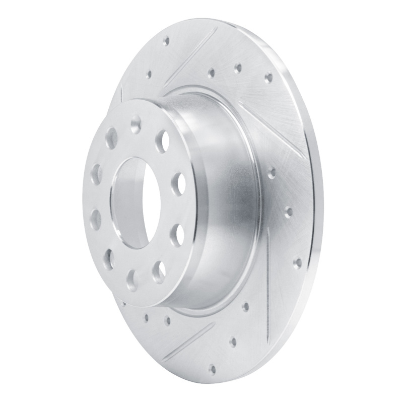 Audi Q2 Brake Rotor (1) - Rear Left - R1 Concepts - Drilled & Slotted - Silver - `17-`25